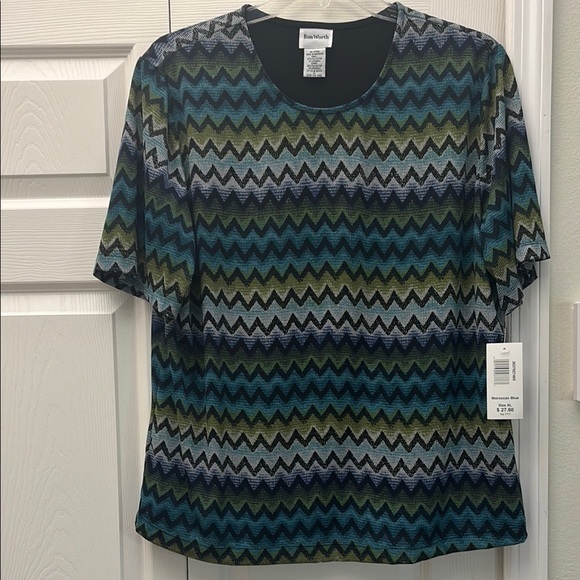 Bon Worth Tops - Blue Graphic Short Sleeve Tee